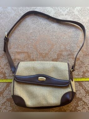 Rossetti Straw Crossbody Purse with Brown Leather Trim - 5 compartments
